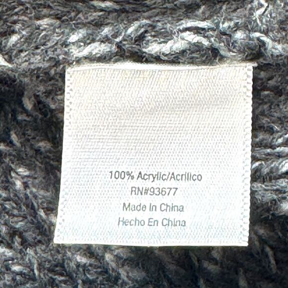 Chunky Cable Knit Fisherman Cardigan Marled Gray Women L Heritage Dark Academia - Picture 8 of 11